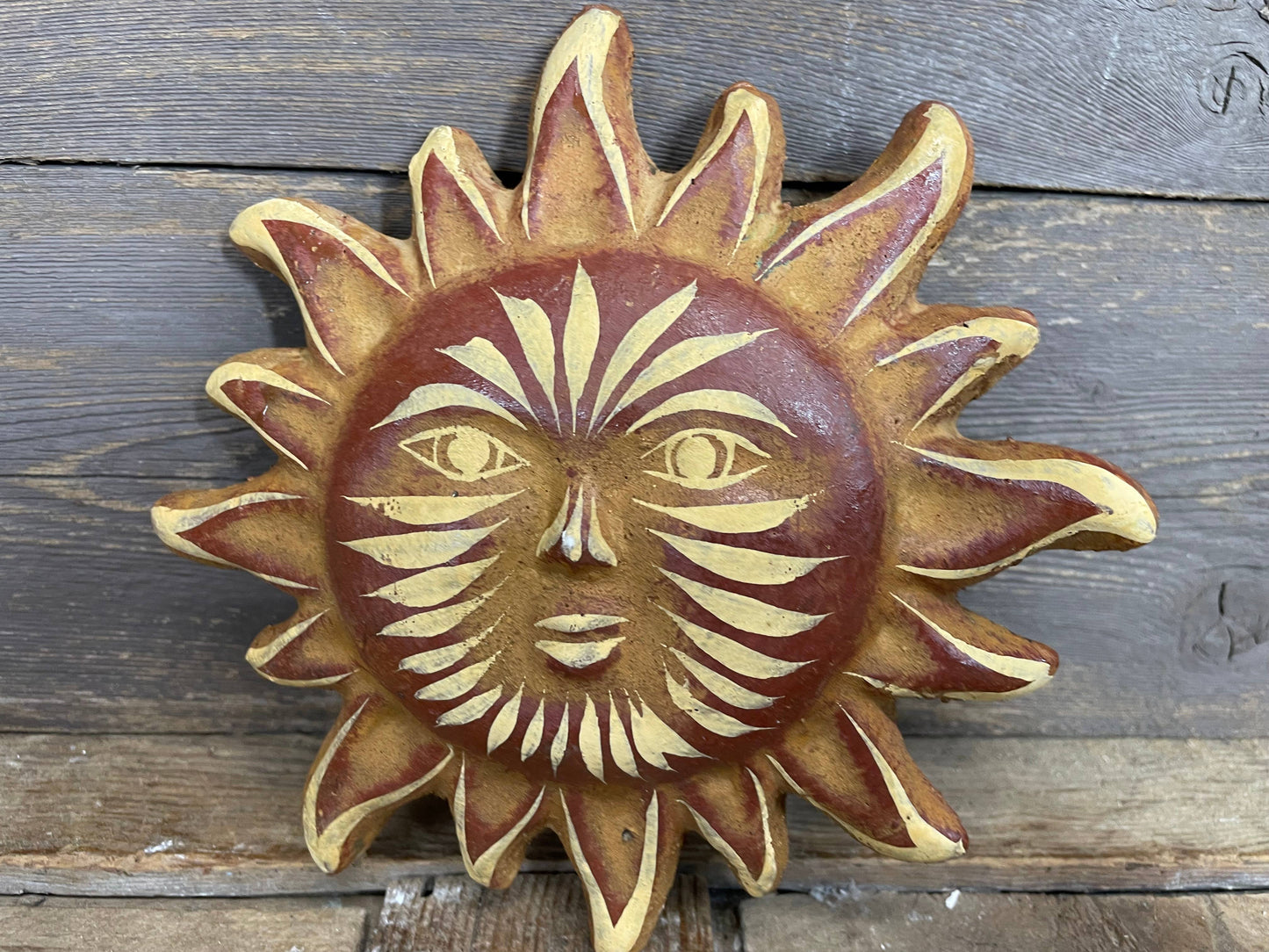 Garden Clay Sun-Red-Wall Decor-CLEARANCE Sun-6 inch-Red