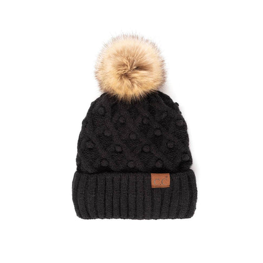 C.C Bobble Beanie Hat: Black