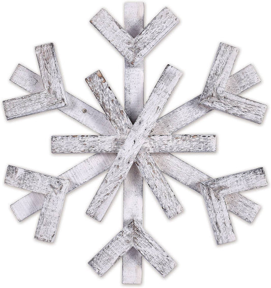White Wooden Snowflake 14", 6 point