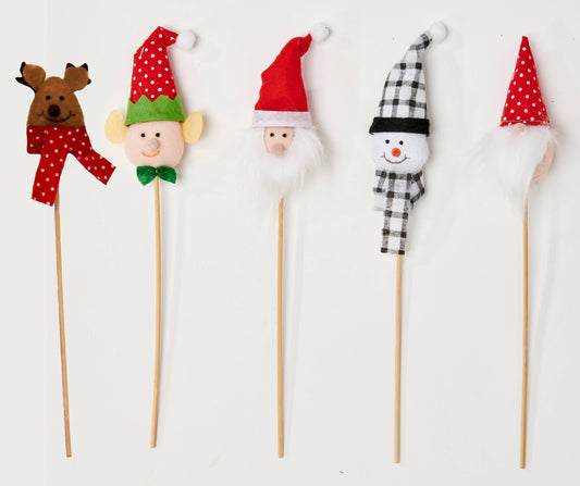 15" Holiday Figures On Wood Pick