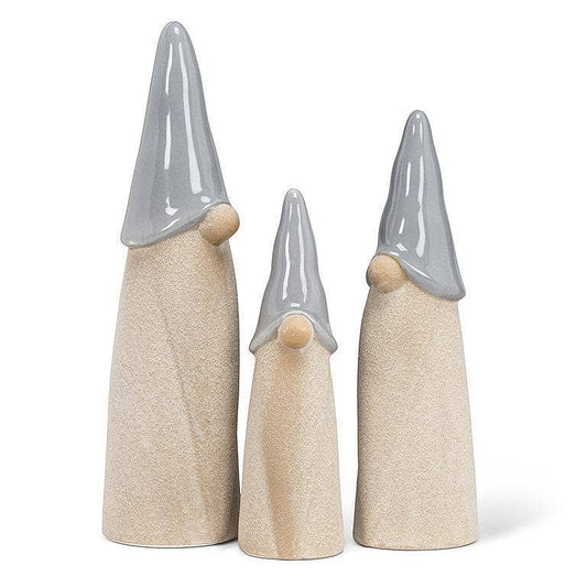 S/3 Grey Hat Gnomes-6.5-10"H