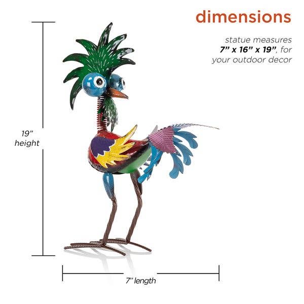 Alpine Metal Wacky Tropical Rooster Décor with Blue Tail