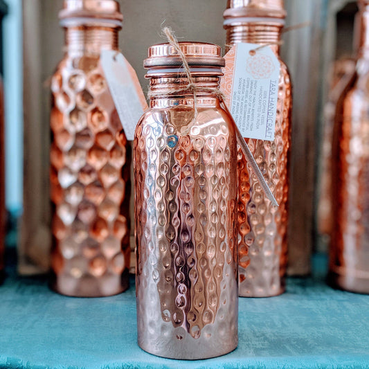 Copper Water Bottle - Hammered 30oz