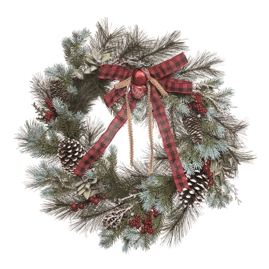 Wreath w/Buffalo Check Bow