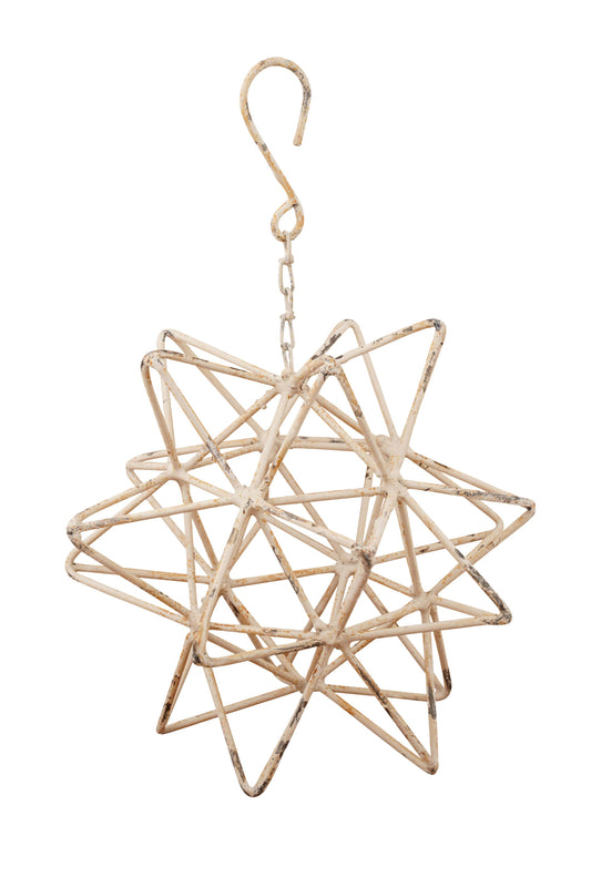 Farmhouse Iron Hanging Star-White-Handmade-Home Decor-10 in.