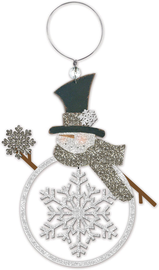 Glittery Snowman & Snowflake Ornament