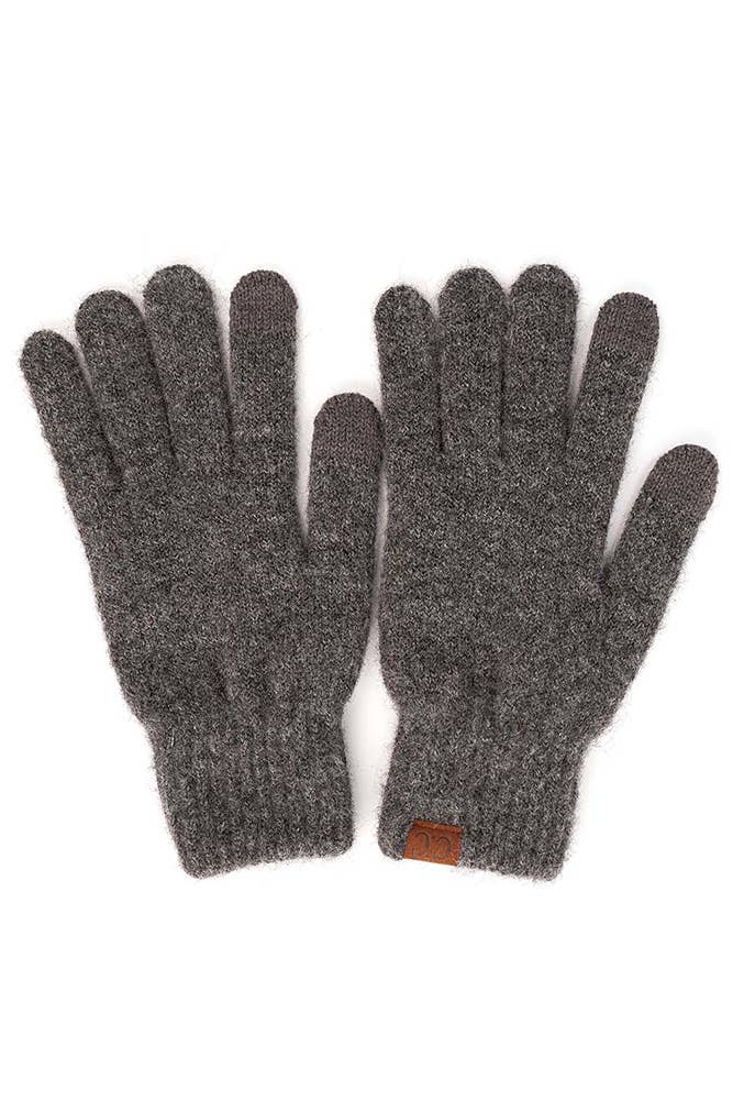 C.C Heather Knit Plain Gloves: Charcoal
