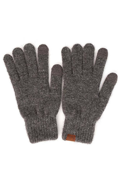 C.C Heather Knit Plain Gloves: Charcoal