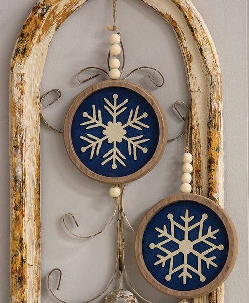Snowflake Beaded Round Hanger, 2 Assorted
