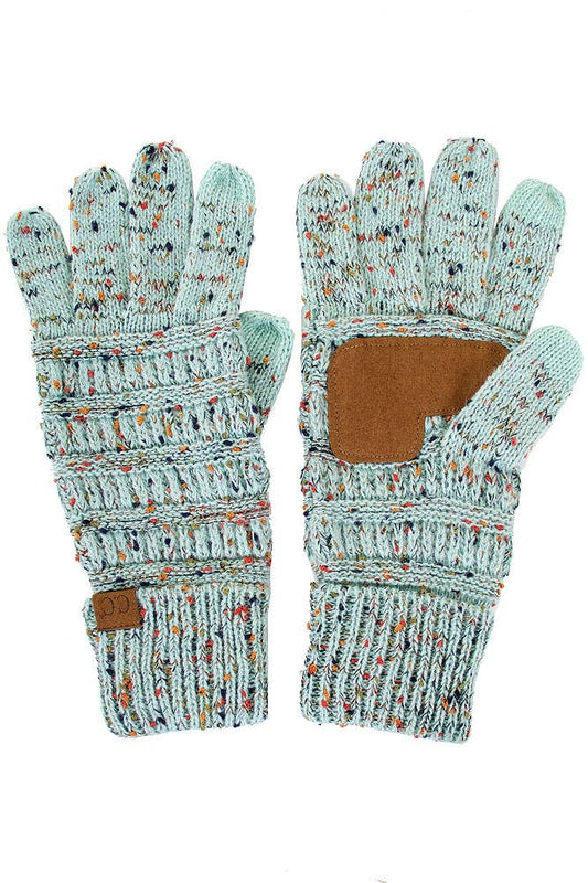 C.C Cable Confetti Smart Tip Gloves: Mint