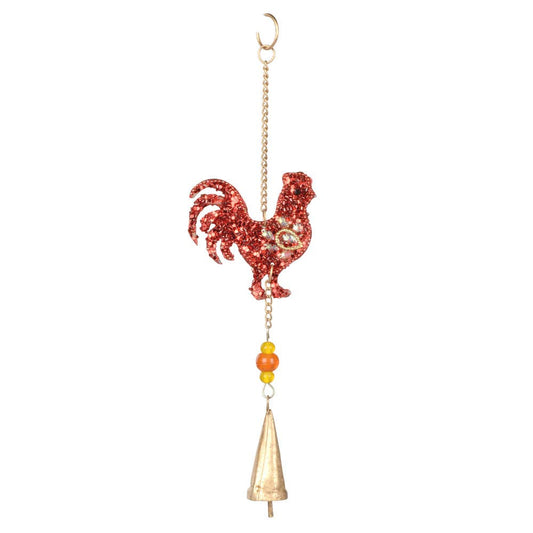 Mosaic Rooster Windchime With Bells