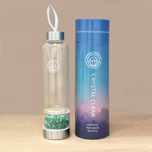Crystal Clear Jar Water Bottles - Green Aventurine