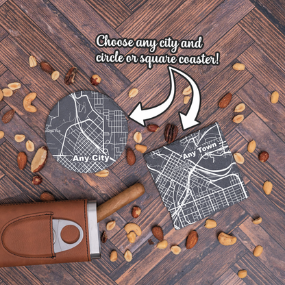 Clinton MA - UV Printed Slate Coasters -