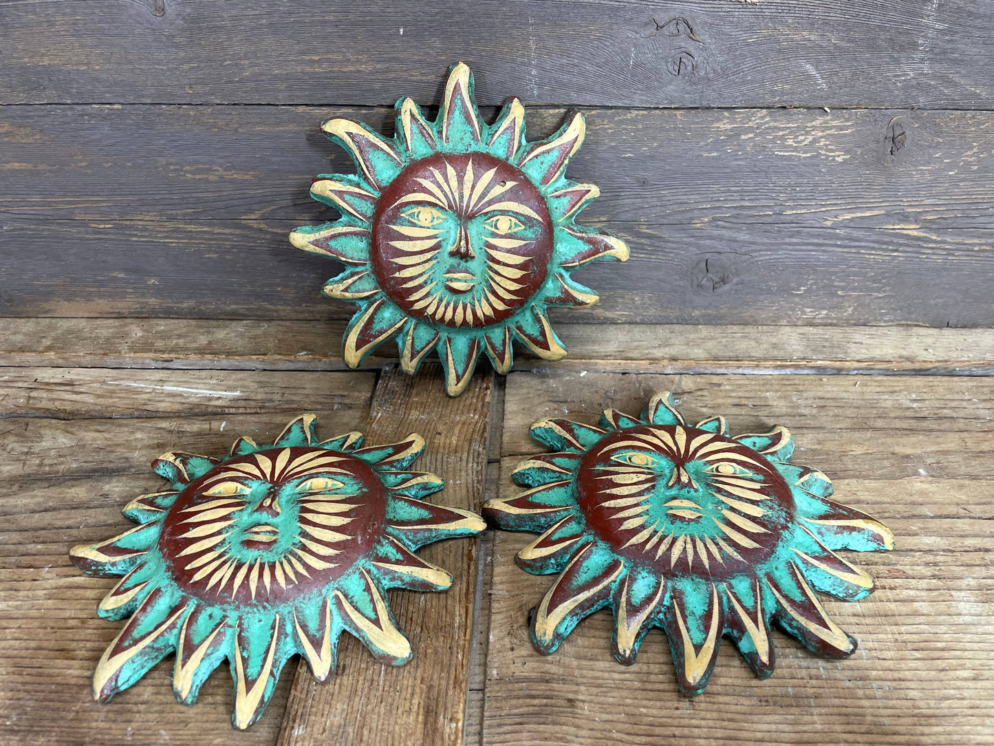 Garden Clay Sun-Turquoise-Wall Decor-CLEARANCE Sun-6 inch