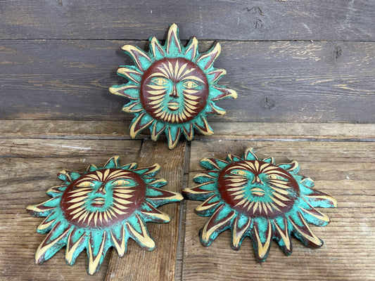 Garden Clay Sun-Turquoise-Wall Decor-CLEARANCE Sun-6 inch