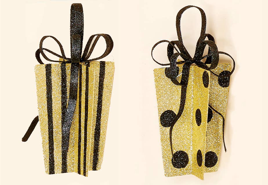 9" Gold/Blk Metal Gift Box