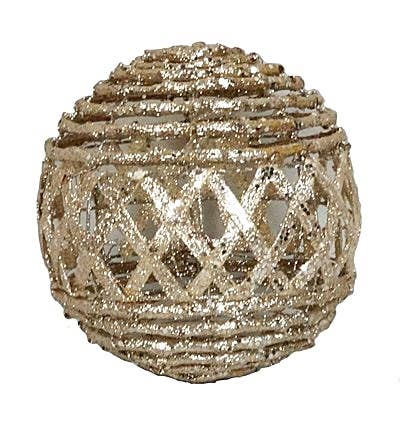 ISB53758- 6in Champaign Glitter Twig Ball