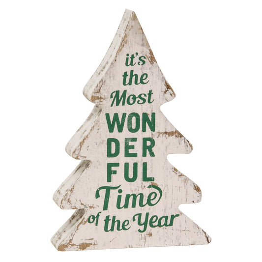 3/Set, Most Wonderful Time of Year Distressed Wooden Trees