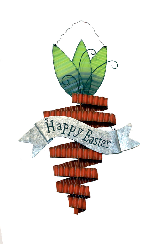 18" Metal Carrot With Happy Easter Sign