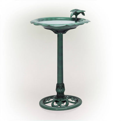 Alpine Corporation Flower Birdbath with Bird Decoration