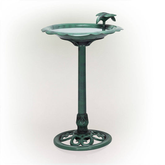 Alpine Corporation Flower Birdbath with Bird Decoration