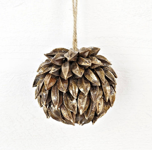 28382- Gold Brush Star Pods Ball Ornament