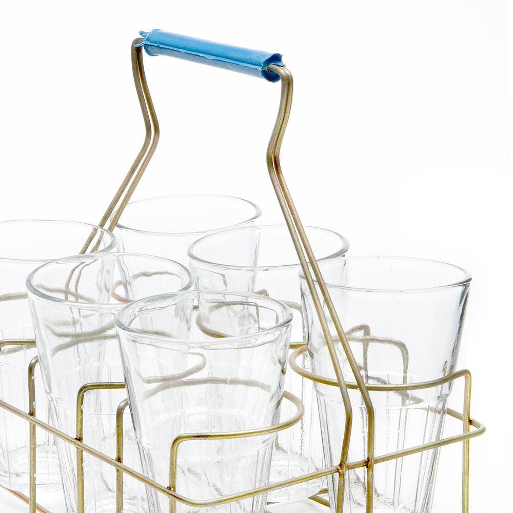 Chai Rack with 6 Medium Glasses
