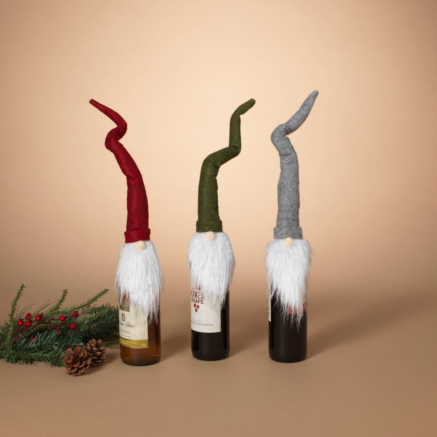 Gerson Company 18"H Fabric Holiday Gnome Wine Bottle Cover,